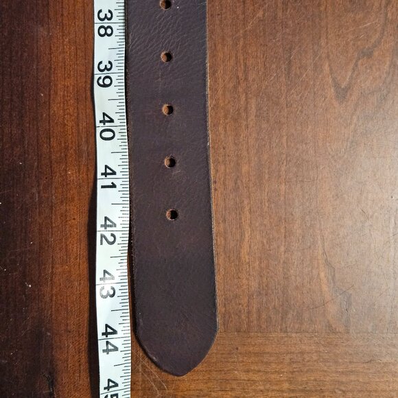 Tommy Hilfiger Brown Leather Belt – Brass Buckle, 44.5" Length - Picture 4 of 6